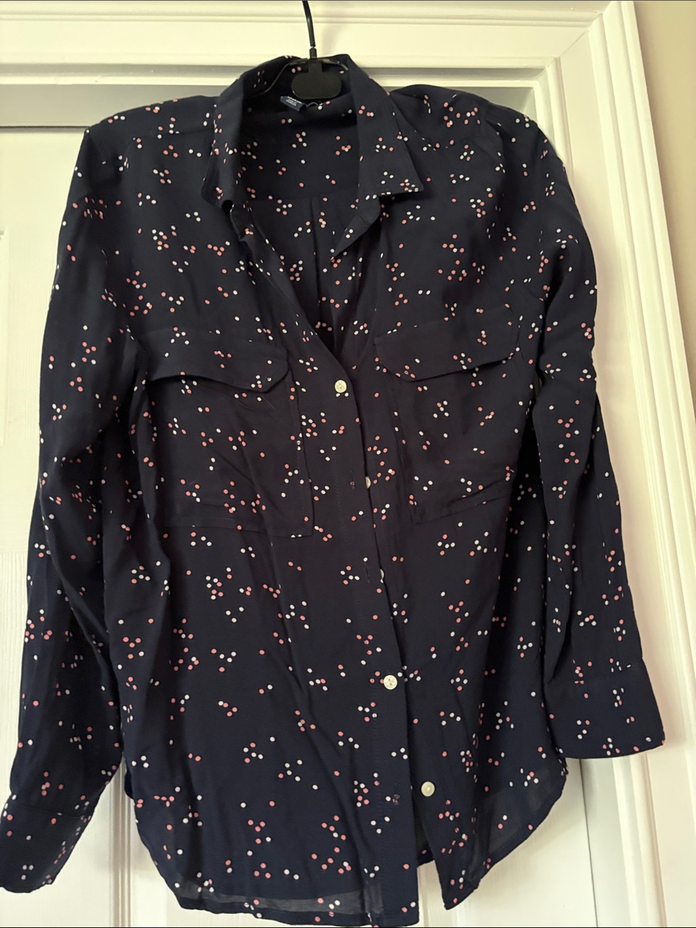 Navy print GAP L/S blouse Sz S